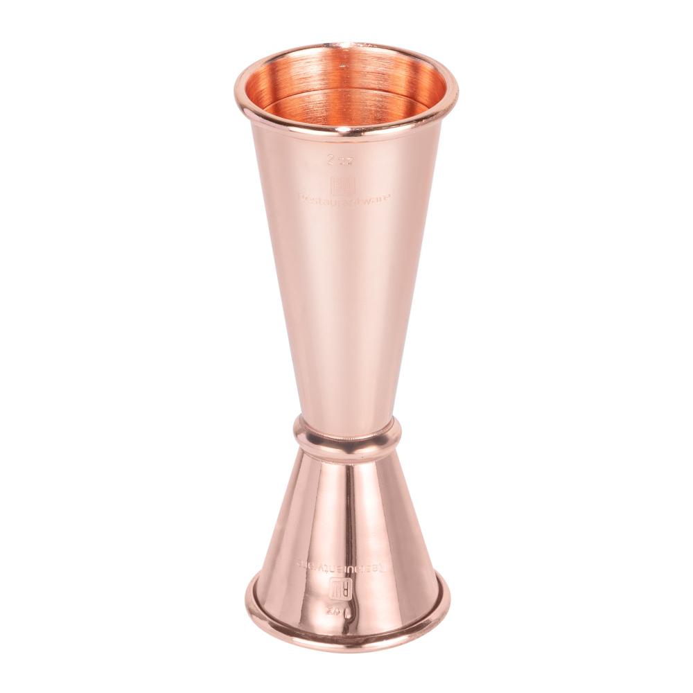 restaurantware Bar Lux 1 oz / 2 oz Copper-Plated Stainless Steel Jigger - Japanese Style - 1 count box