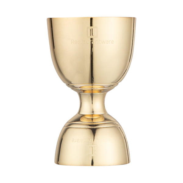 Restaurantware Bar Lux 1 Oz / 2 Oz Gold-Plated Stainless Steel Jigger - Negroni - 1 Count Box