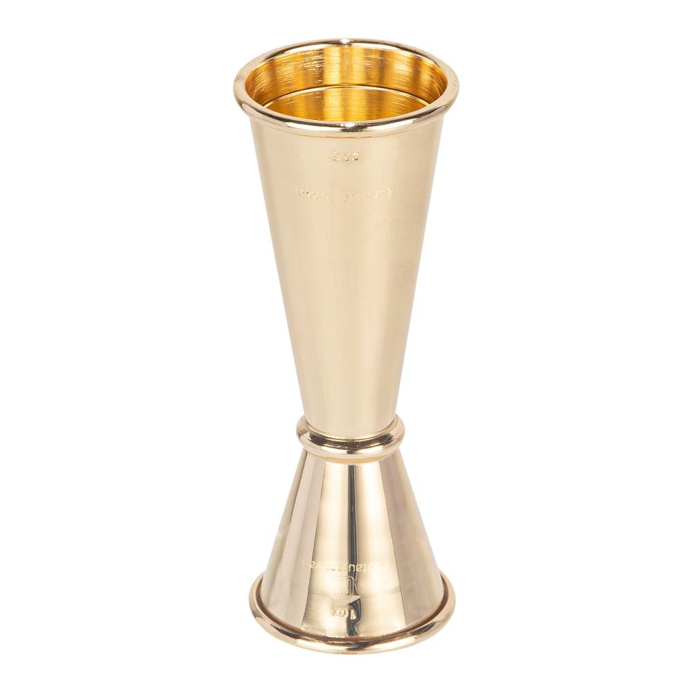 restaurantware Bar Lux 1 oz / 2 oz Gold-Plated Stainless Steel Jigger - Japanese Style - 1 count box