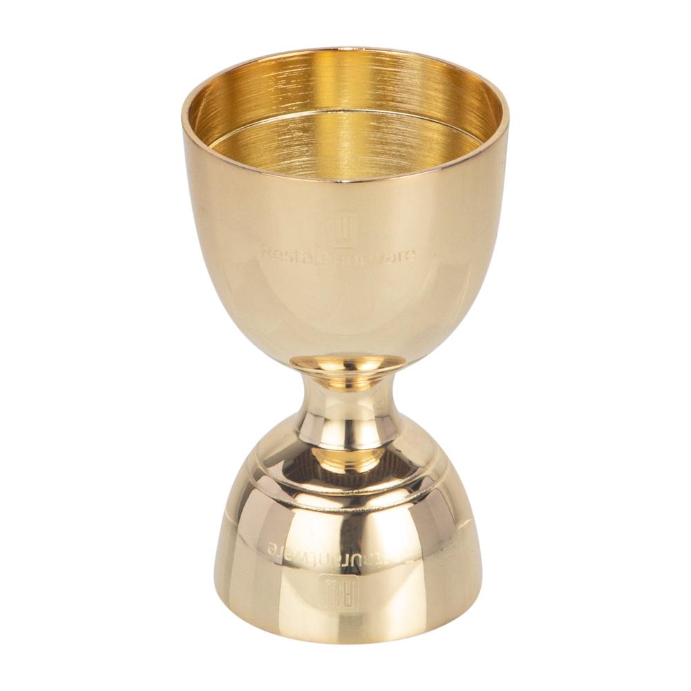 restaurantware Bar Lux 1 oz / 2 oz Gold-Plated Stainless Steel Jigger - Negroni - 1 count box