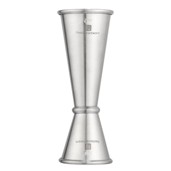 Restaurantware Bar Lux 1 Oz / 2 Oz Stainless Steel Jigger - Japanese Style Brushed Finish - 1 Count Box