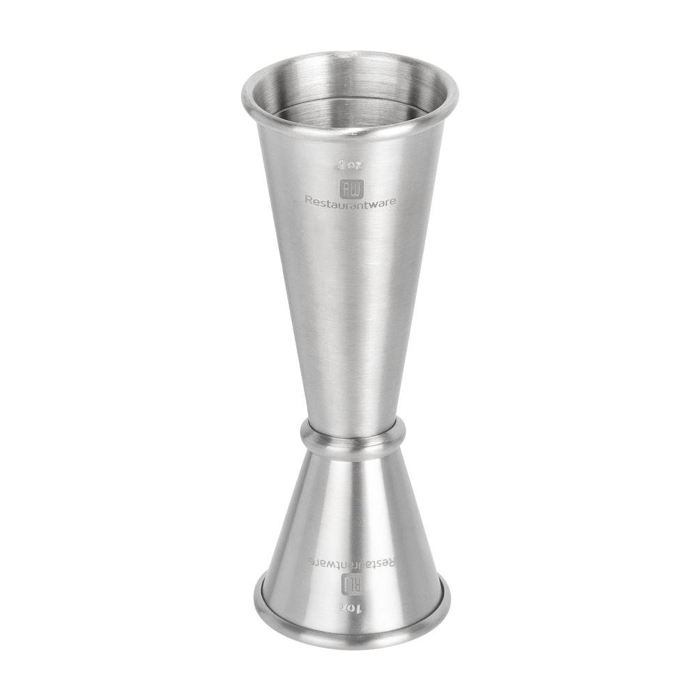 restaurantware Bar Lux 1 oz / 2 oz Stainless Steel Jigger - Japanese Style Brushed Finish - 1 count box