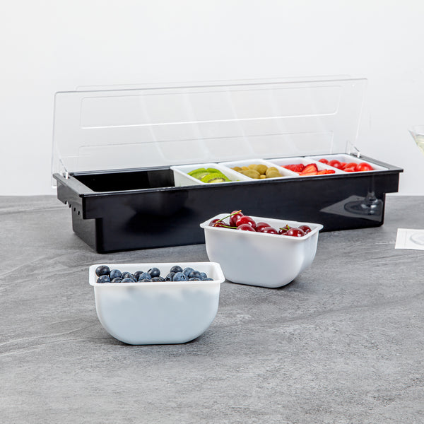 Restaurantware Bar Lux 1 Pint White Plastic Insert - Fits 6-Compartment Condiment Caddy - 6 Count Box