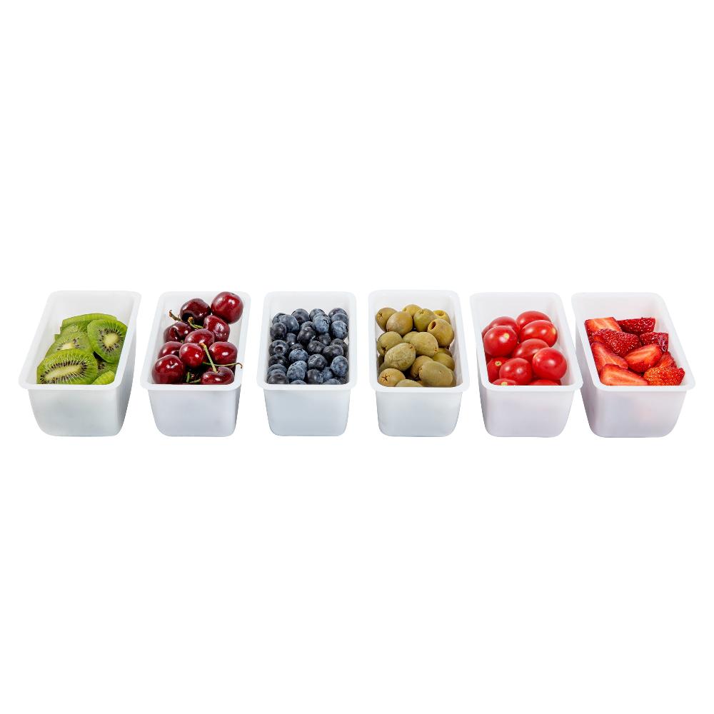 restaurantware Bar Lux 1 Pint White Plastic Insert - Fits 6-Compartment Condiment Caddy - 6 count box