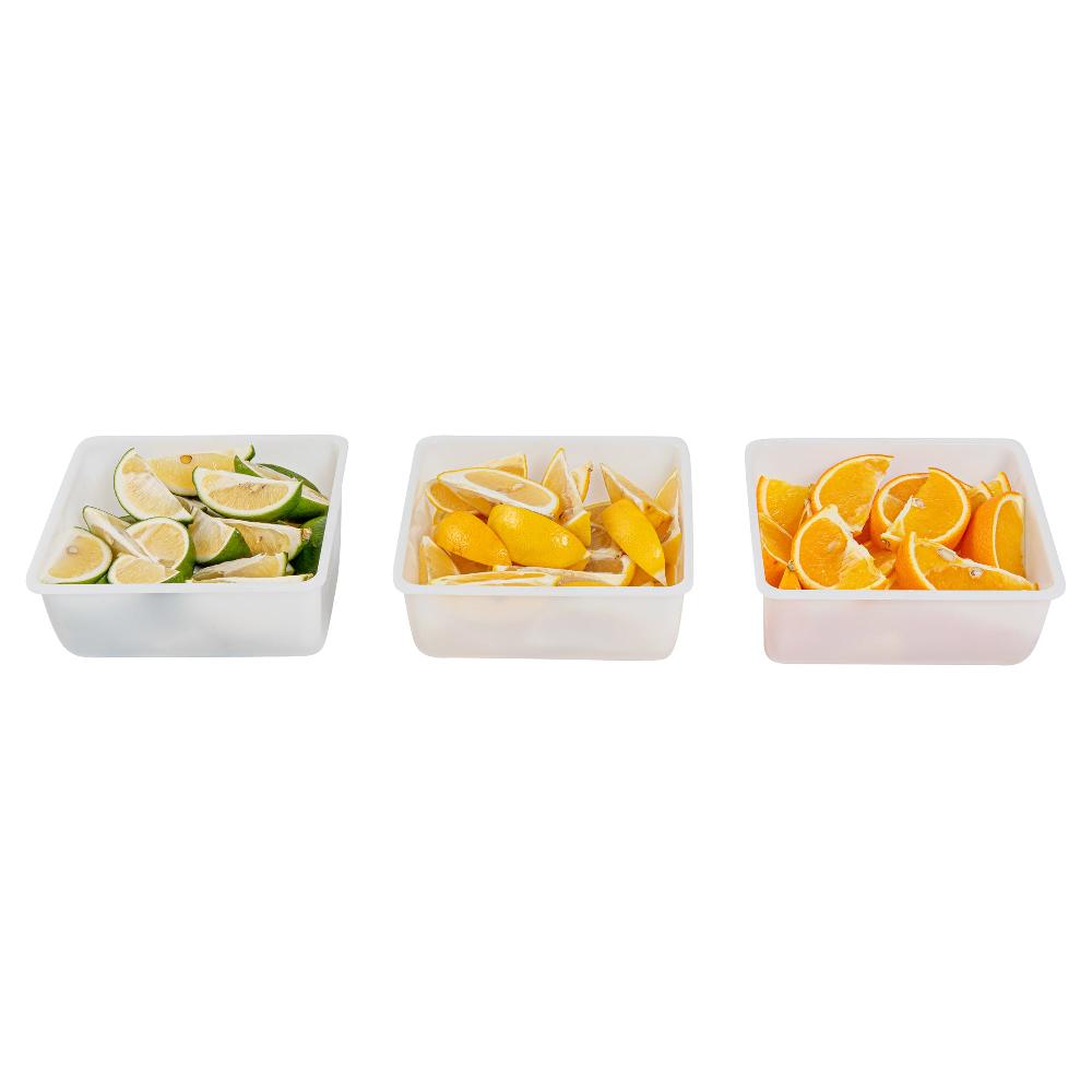 restaurantware Bar Lux 1 Qt White Plastic Insert - Fits 3-Compartment Condiment Caddy - 3 count box