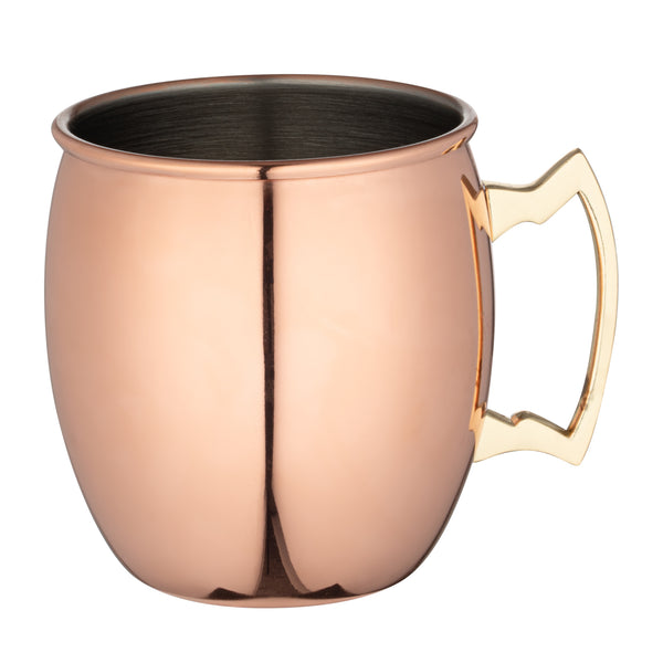 Restaurantware Bar Lux 16 Oz Copper-Plated Stainless Steel Moscow Mule Mug - 3 1/2" X 3 1/2" X 3 3/4" - 1 Count Box