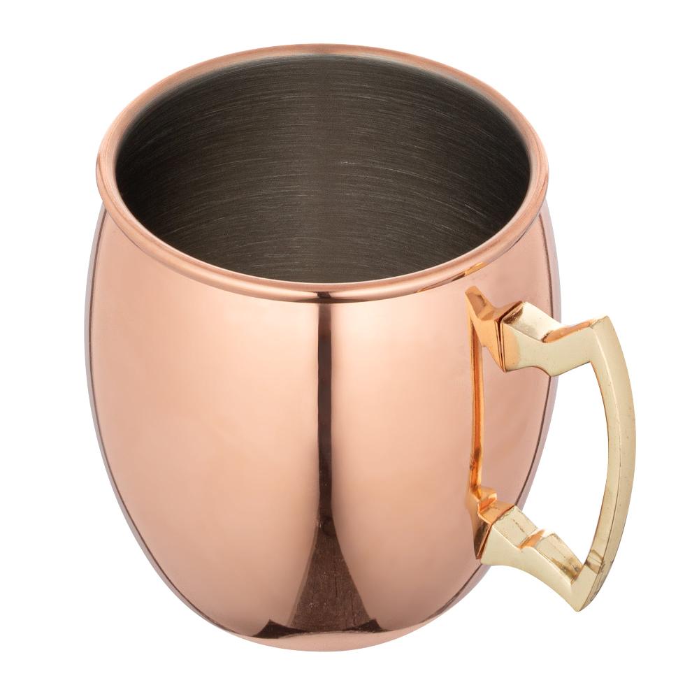 restaurantware Bar Lux 16 oz Copper-Plated Stainless Steel Moscow Mule Mug - 3 1/2" x 3 1/2" x 3 3/4" - 1 count box