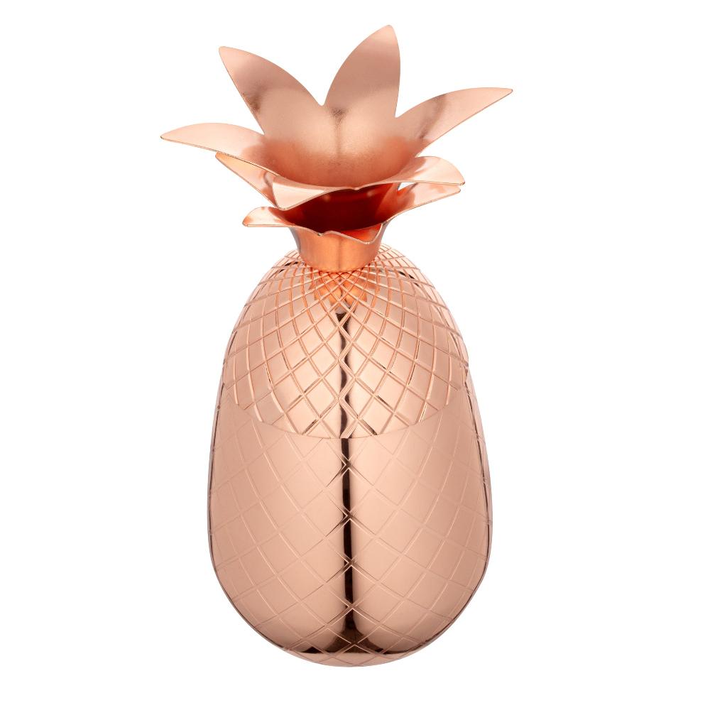 restaurantware Bar Lux 16 oz Copper-Plated Stainless Steel Pineapple Tumbler - 3 1/2" x 3 1/2" x 7 1/2" - 1 count box