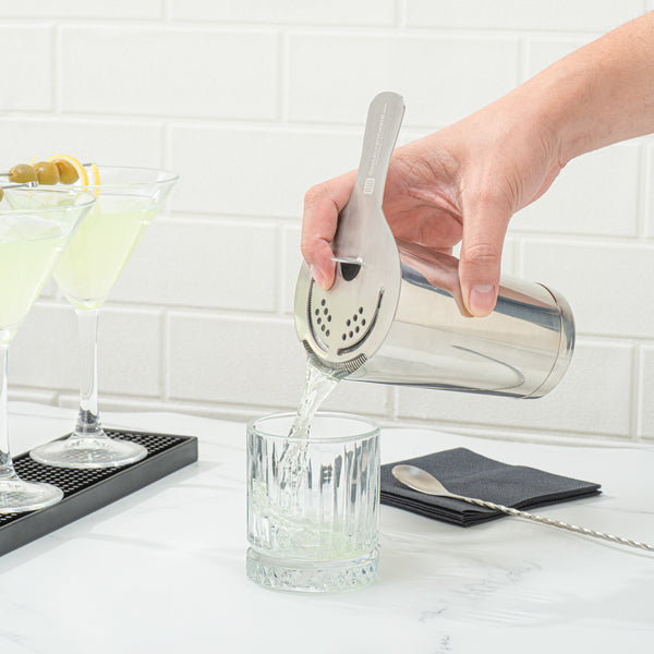 Restaurantware Bar Lux 16 Oz Stainless Steel Cocktail Shaker Tin - Weighted Mirrored Finish - 3 1/4" X 3 1/4" X 4" - 1 Count Box