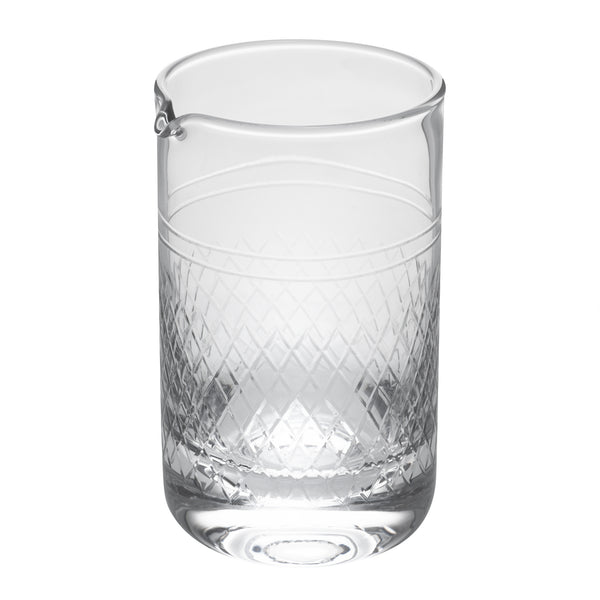 Restaurantware Bar Lux 17 Oz Cocktail Mixing Glass - Diamond Cut Pattern Hand-Blown Crystal - 3 3/4" X 3 1/2" X 5 3/4" - 1 Count Box