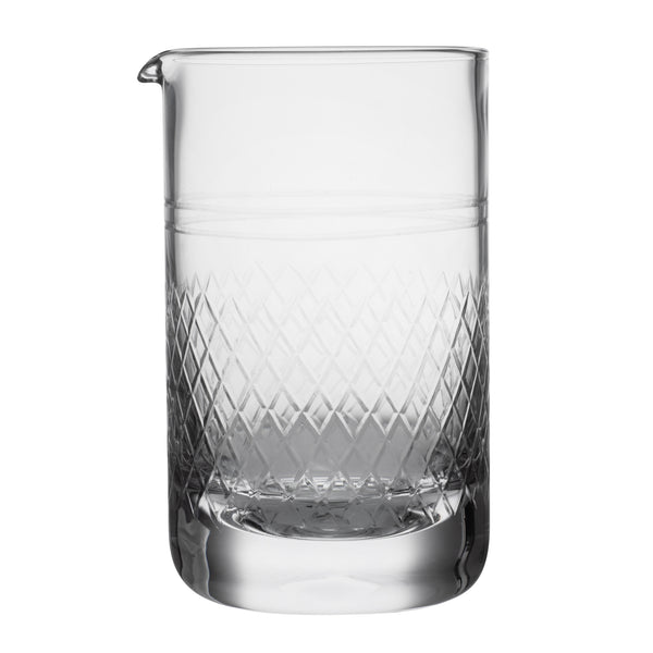 Restaurantware Bar Lux 17 Oz Cocktail Mixing Glass - Diamond Cut Pattern Hand-Blown Crystal - 3 3/4" X 3 1/2" X 5 3/4" - 1 Count Box