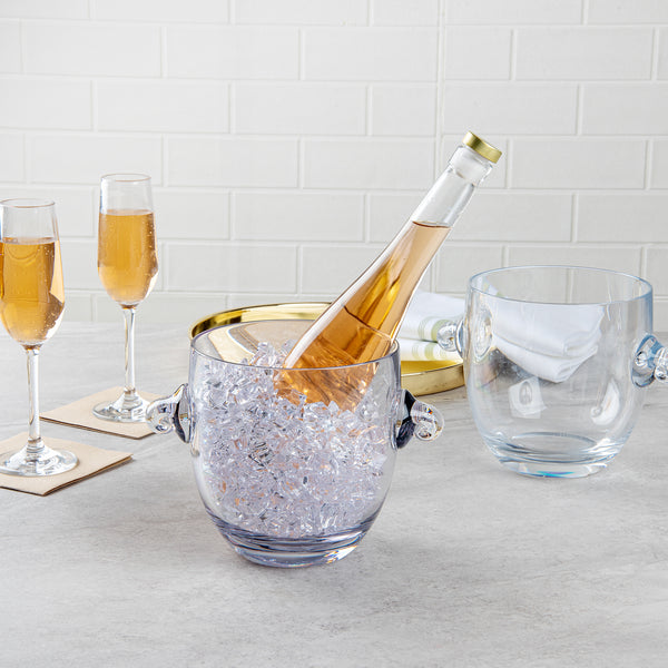 Restaurantware Bar Lux 2.1 Qt Clear Plastic Ice / Champagne Bucket - 8 3/4" X 6 1/2" X 6 1/4" - 12 Count Box