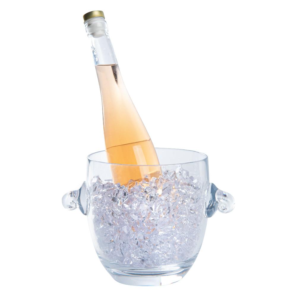 restaurantware Bar Lux 2.1 qt Clear Plastic Ice / Champagne Bucket - 8 3/4" x 6 1/2" x 6 1/4" - 12 count box