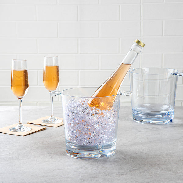 Restaurantware Bar Lux 2.4 Qt Clear Plastic Ice / Champagne Bucket - 9" X 6 1/2" X 6 3/4" - 12 Count Box