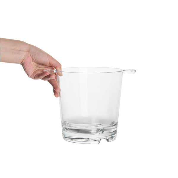 Restaurantware Bar Lux 2.4 Qt Clear Plastic Ice / Champagne Bucket - 9" X 6 1/2" X 6 3/4" - 12 Count Box
