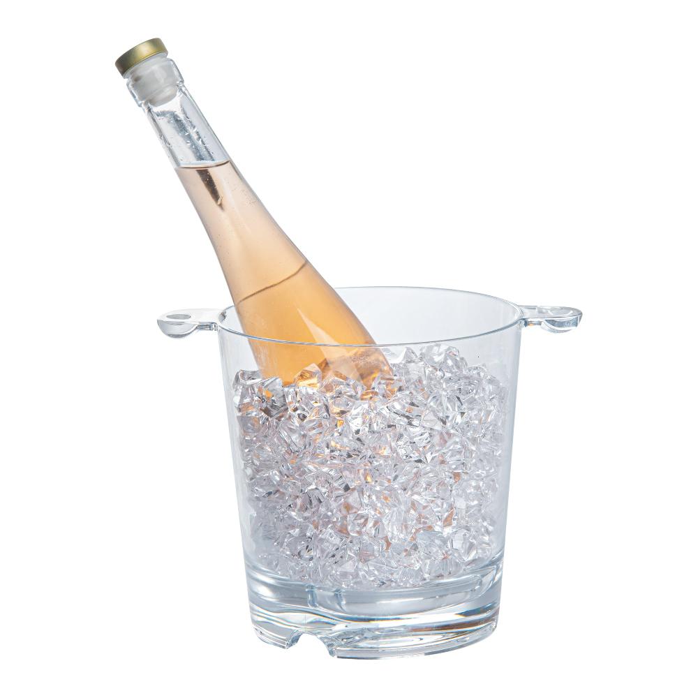 restaurantware Bar Lux 2.4 qt Clear Plastic Ice / Champagne Bucket - 9" x 6 1/2" x 6 3/4" - 12 count box