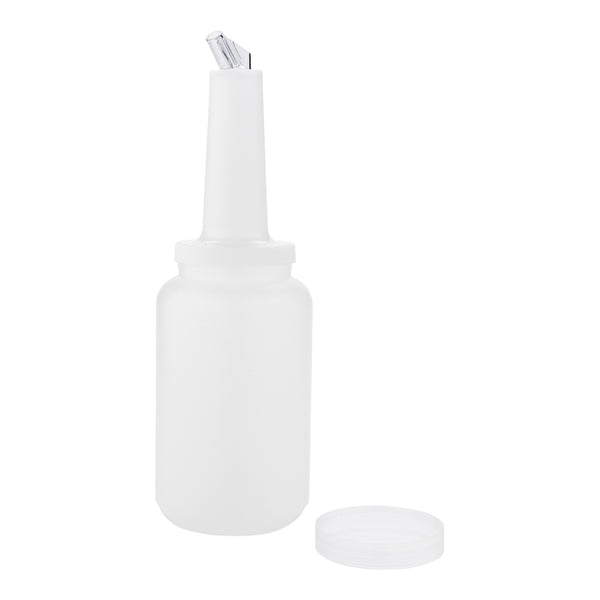 Restaurantware Bar Lux 2.5 Qt Plastic Quick Pour Storage Container Bottle - With Clear Spout And Lid - 5" X 5" X 15" - 1 Count Box