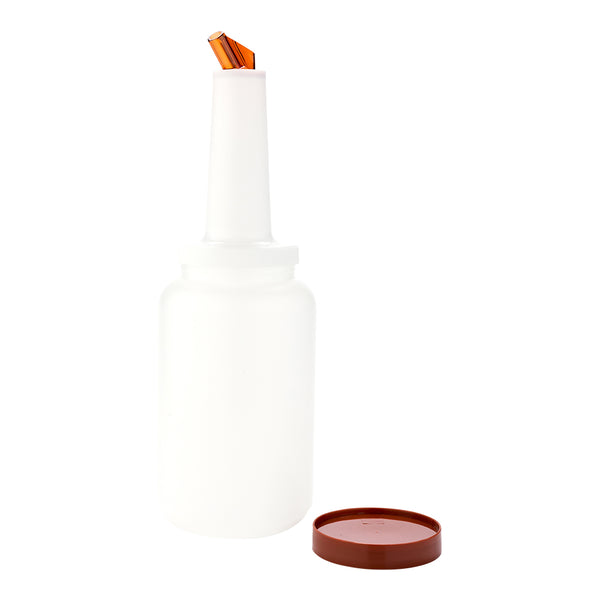 Restaurantware Bar Lux 2.5 Qt Plastic Quick Pour Storage Container Bottle - With Brown Spout And Lid - 5" X 5" X 15" - 1 Count Box