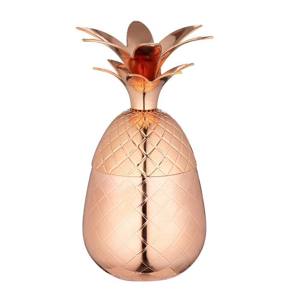 Restaurantware Bar Lux 2 Oz Copper-Plated Stainless Steel Pineapple Tumbler - 2 1/2" X 2 1/2" X 4" - 1 Count Box