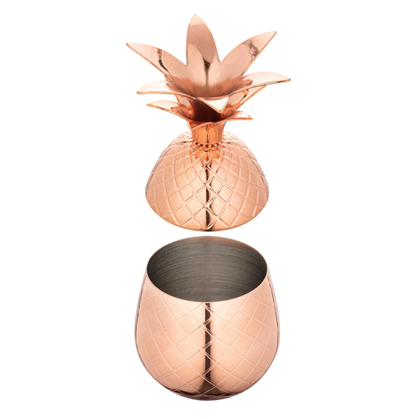 Restaurantware Bar Lux 2 Oz Copper-Plated Stainless Steel Pineapple Tumbler - 2 1/2" X 2 1/2" X 4" - 1 Count Box