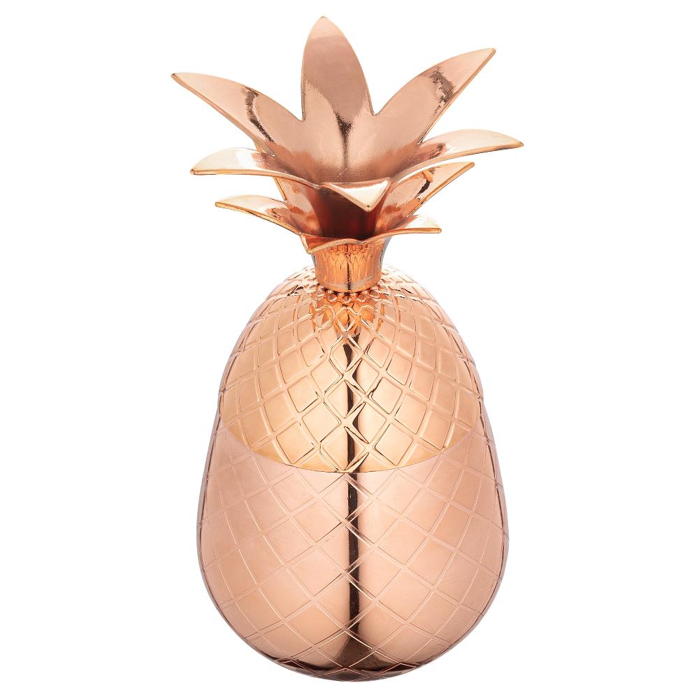 restaurantware Bar Lux 2 oz Copper-Plated Stainless Steel Pineapple Tumbler - 2 1/2" x 2 1/2" x 4" - 1 count box