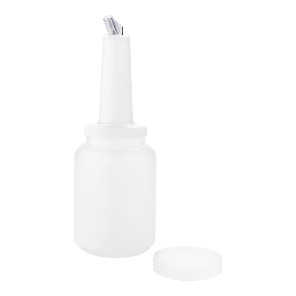 Restaurantware Bar Lux 2 Qt Plastic Quick Pour Storage Container Bottle - With Clear Spout And Lid - 4 3/4" X 4 3/4" X 13 3/4" - 1 Count Box