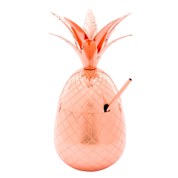 Restaurantware Bar Lux 24 Oz Antique Stainless Steel Pineapple Tumbler - 4 1/4" X 4 1/4" X 9 1/4" - 1 Count Box