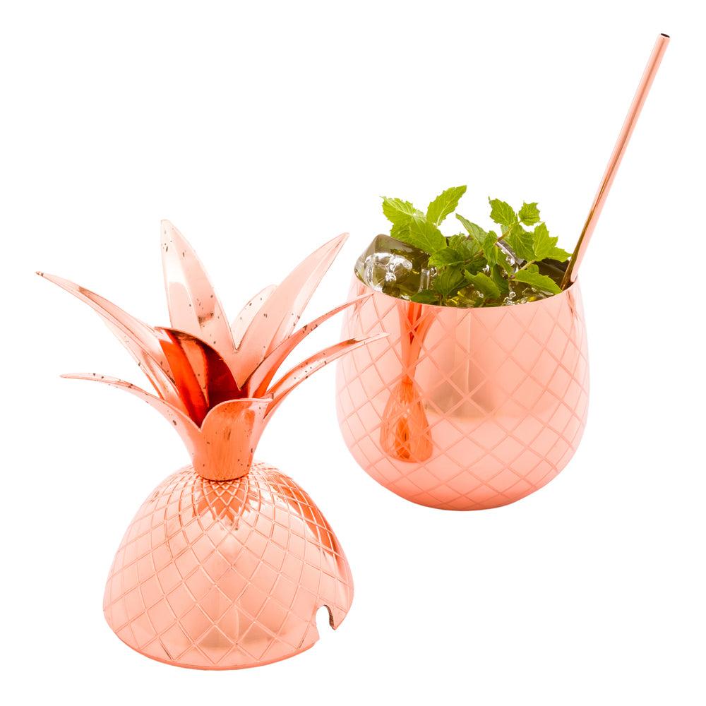 restaurantware Bar Lux 24 oz Antique Stainless Steel Pineapple Tumbler - 4 1/4" x 4 1/4" x 9 1/4" - 1 count box