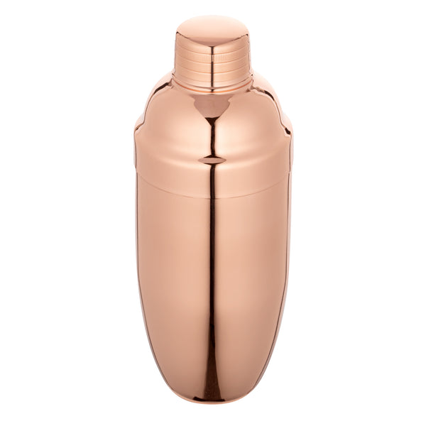 Restaurantware Bar Lux 24 Oz Copper-Plated Stainless Steel Cobbler Shaker - 3 1/4" X 3 1/4" X 8 3/4" - 1 Count Box