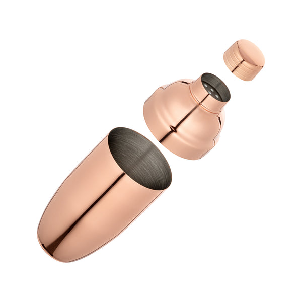 Restaurantware Bar Lux 24 Oz Copper-Plated Stainless Steel Cobbler Shaker - 3 1/4" X 3 1/4" X 8 3/4" - 1 Count Box