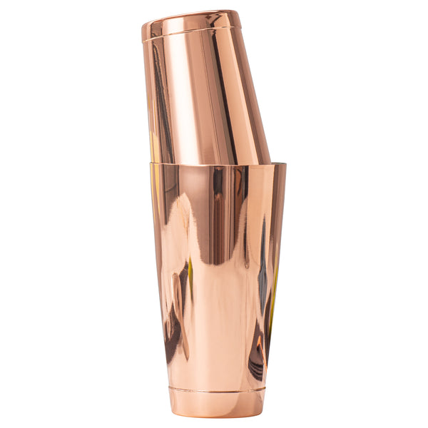 Restaurantware Bar Lux 24 Oz Copper-Plated Stainless Steel Cocktail Shaker Tin - Weighted - 3 1/2" X 3 1/2" X 6 1/2" - 1 Count Box