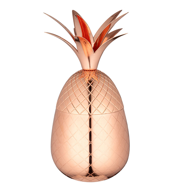 Restaurantware Bar Lux 24 Oz Copper-Plated Stainless Steel Pineapple Tumbler - 4 1/4" X 4 1/4" X 9 1/4" - 1 Count Box