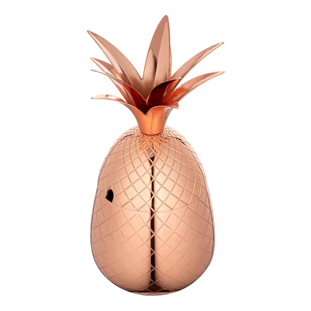 restaurantware Bar Lux 24 oz Copper-Plated Stainless Steel Pineapple Tumbler - 4 1/4" x 4 1/4" x 9 1/4" - 1 count box