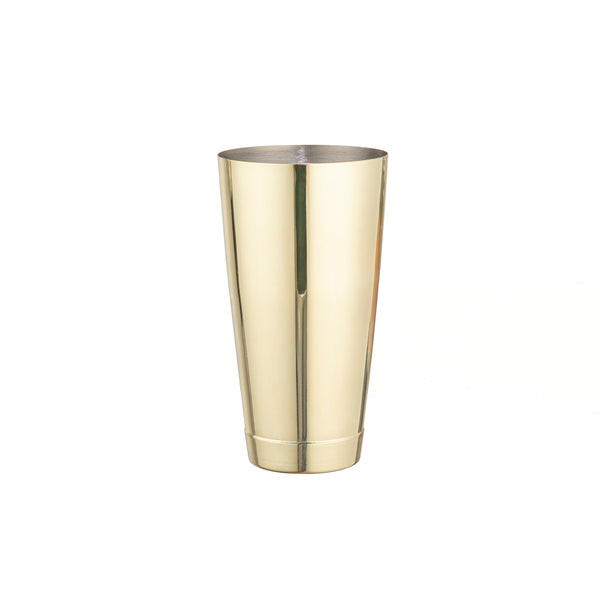 Restaurantware Bar Lux 24 Oz Gold-Plated Stainless Steel Cocktail Shaker Tin - Weighted - 3 1/2" X 3 1/2" X 6 1/2" - 1 Count Box