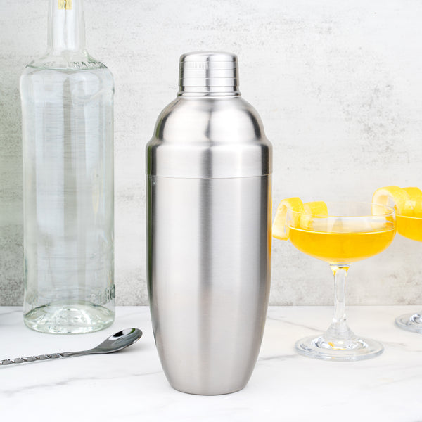 Restaurantware Bar Lux 24 Oz Stainless Steel Cobbler Shaker - Brushed Finish - 1 Count Box