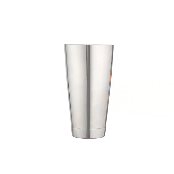 Restaurantware Bar Lux 24 Oz Stainless Steel Cocktail Shaker Tin - Weighted Mirrored Finish - 3 1/2" X 3 1/2" X 6 1/2" - 1 Count Box