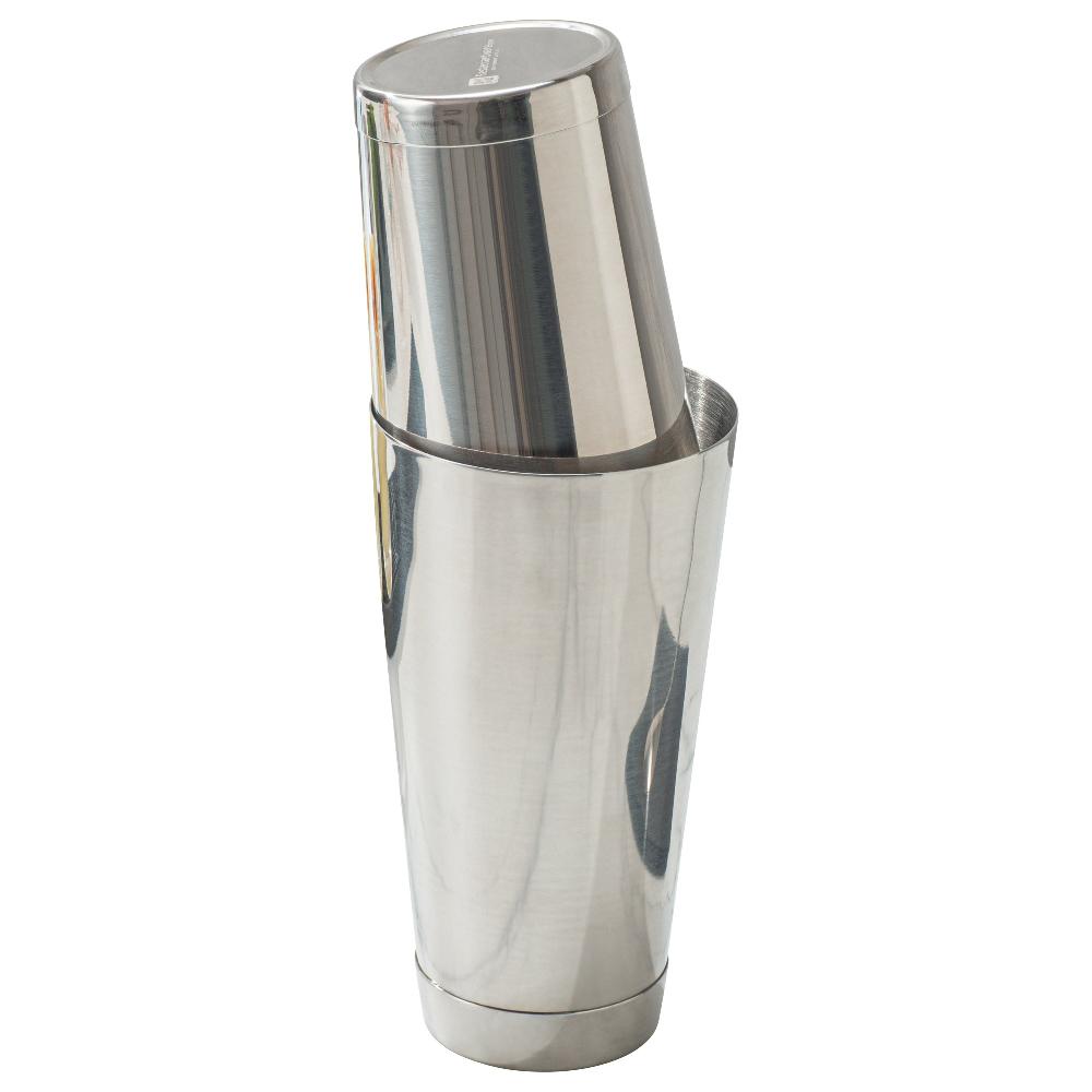 restaurantware Bar Lux 24 oz Stainless Steel Cocktail Shaker Tin - Weighted Mirrored Finish - 3 1/2" x 3 1/2" x 6 1/2" - 1 count box