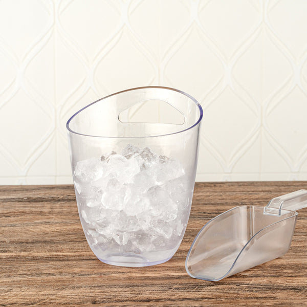 Restaurantware Bar Lux 3.2 Qt Round Clear Plastic Champagne / Wine Bucket - 9 1/4" X 7 1/2" X 7 3/4" - 10 Count Box