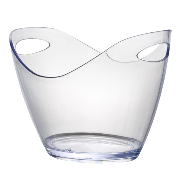 Restaurantware Bar Lux 3.7 Qt Oval Clear Plastic Champagne Wine Bucket - 10 1/2" X 8" X 7 3/4" - 10 Count Box