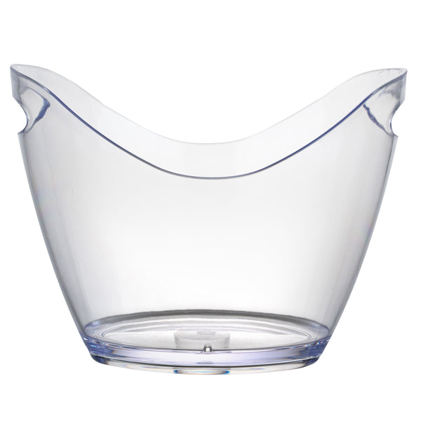 Restaurantware Bar Lux 3.7 Qt Oval Clear Plastic Champagne Wine Bucket - 10 1/2" X 8" X 7 3/4" - 10 Count Box
