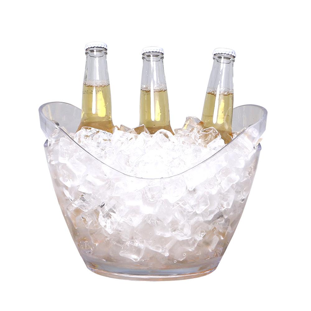restaurantware Bar Lux 3.7 qt Oval Clear Plastic Champagne Wine Bucket - 10 1/2" x 8" x 7 3/4" - 10 count box