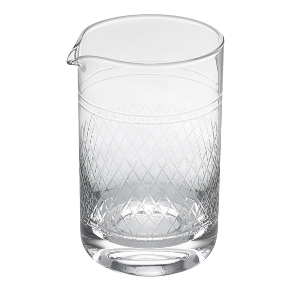 Restaurantware Bar Lux 30 Oz Cocktail Mixing Glass - Diamond Cut Pattern Hand-Blown Crystal - 4 1/2" X 4" X 6 1/2" - 1 Count Box