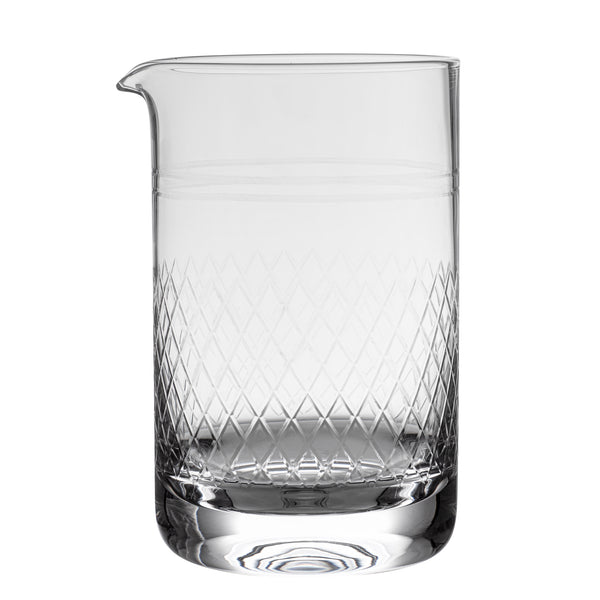 Restaurantware Bar Lux 30 Oz Cocktail Mixing Glass - Diamond Cut Pattern Hand-Blown Crystal - 4 1/2" X 4" X 6 1/2" - 1 Count Box