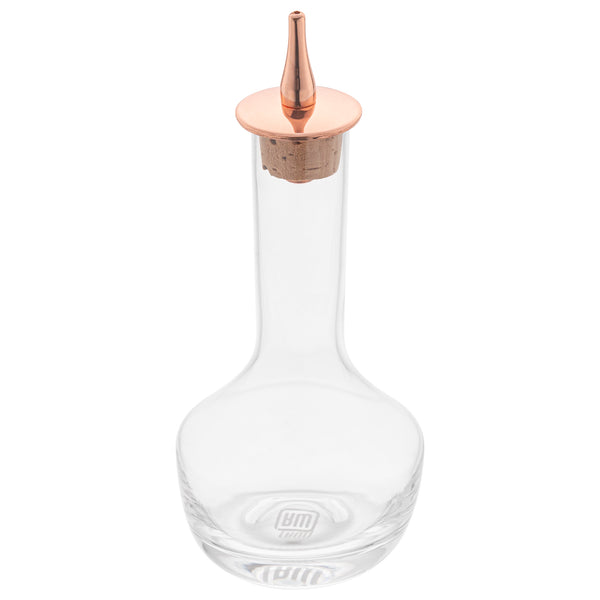 Restaurantware Bar Lux 4 Oz Glass Modern Style Bitters Bottle - Copper-Plated Dasher - 5 3/4" X 2 3/4" X 2 3/4" - 1 Count Box