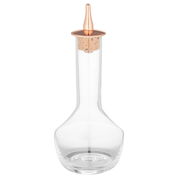Restaurantware Bar Lux 4 Oz Glass Modern Style Bitters Bottle - Copper-Plated Dasher - 5 3/4" X 2 3/4" X 2 3/4" - 1 Count Box