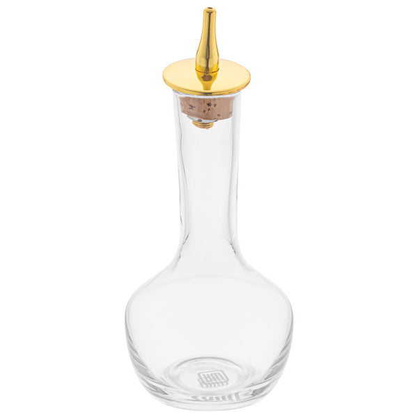 Restaurantware Bar Lux 4 Oz Glass Modern Style Bitters Bottle - Gold-Plated Dasher - 5 3/4" X 2 3/4" X 2 3/4" - 1 Count Box