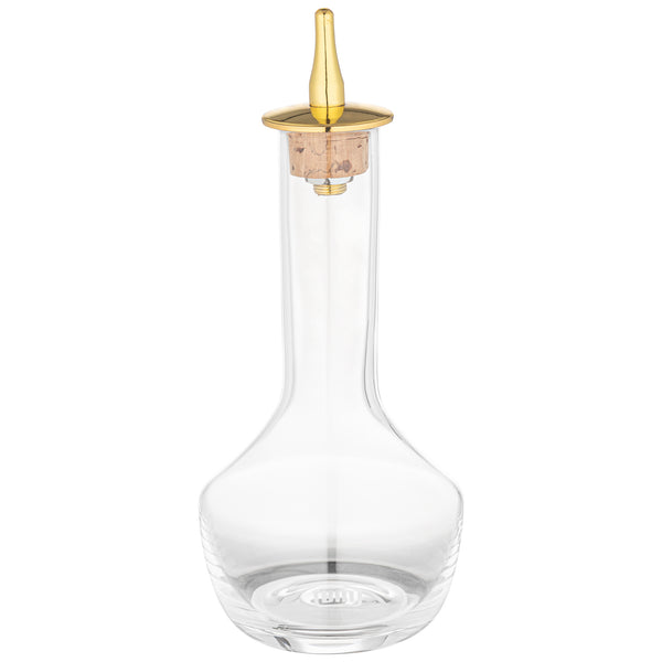 Restaurantware Bar Lux 4 Oz Glass Modern Style Bitters Bottle - Gold-Plated Dasher - 5 3/4" X 2 3/4" X 2 3/4" - 1 Count Box