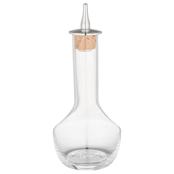 Restaurantware Bar Lux 4 Oz Glass Modern Style Bitters Bottle - Silver Dasher - 5 3/4" X 2 3/4" X 2 3/4" - 1 Count Box