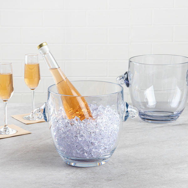 Restaurantware Bar Lux 5.3 Qt Clear Plastic Ice / Champagne Bucket - 11 3/4" X 8 1/4" X 8 1/4" - 4 Count Box