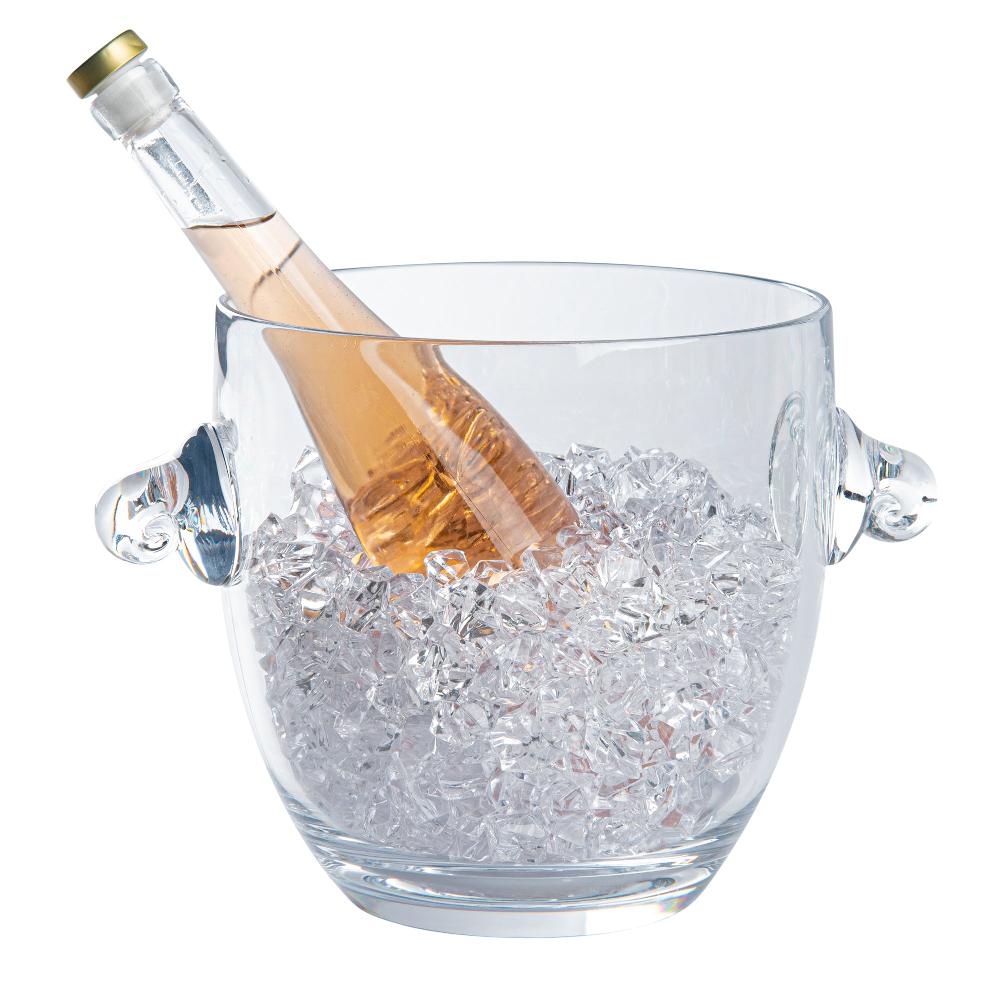 restaurantware Bar Lux 5.3 qt Clear Plastic Ice / Champagne Bucket - 11 3/4" x 8 1/4" x 8 1/4" - 4 count box